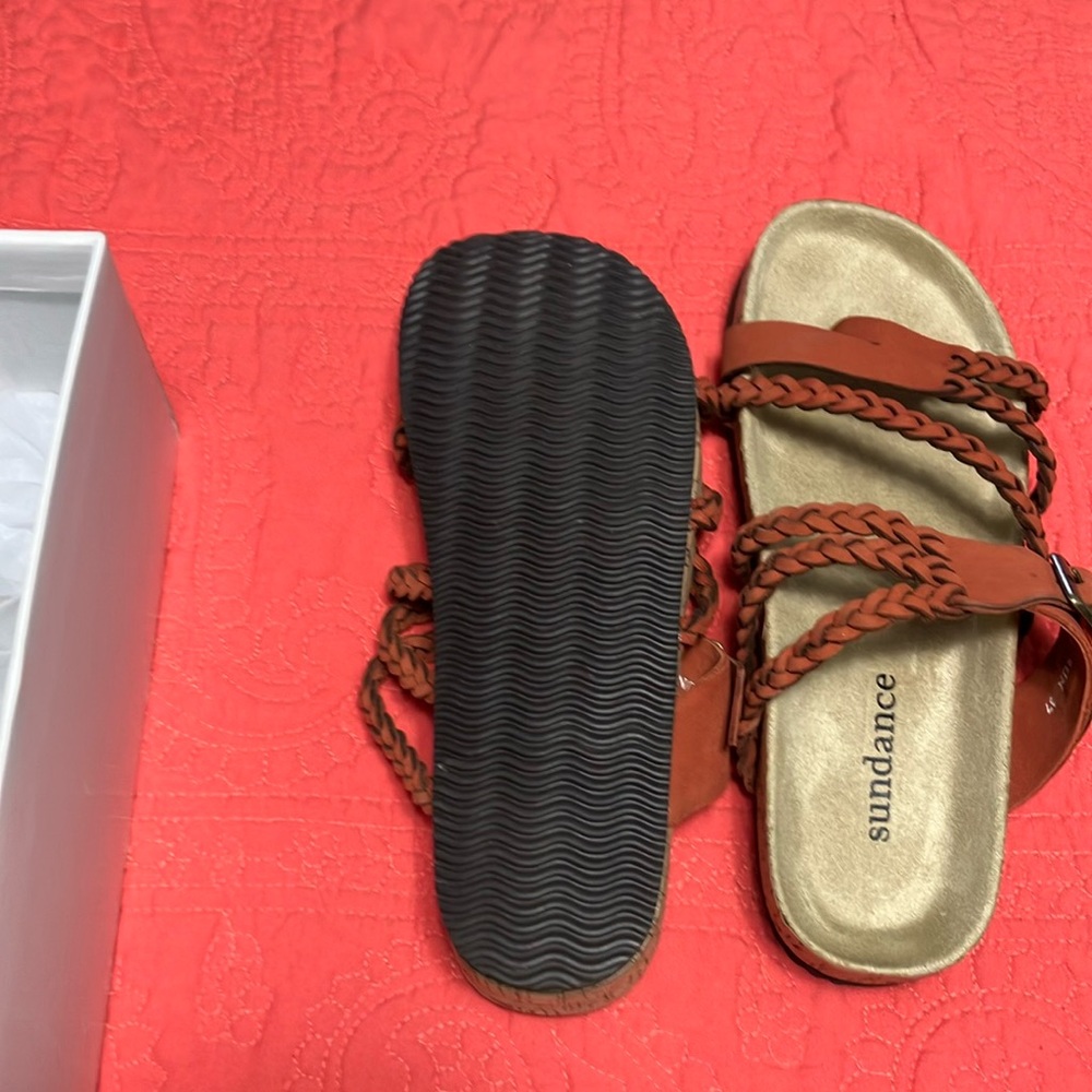 Sundance Orange Rust Sandals with Cushioned Comfort - Picture 2 of 4
